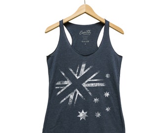Australian Flag Tank Top, Women Tank Top, Aussie Tank Top, Racerback Tank Top, Screen Print, Blue Tank Top, Black Tank Top, Red Tank Top
