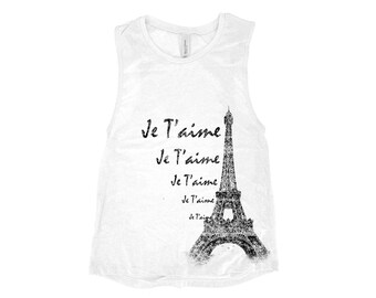 Eiffel Tower Tank - Muscle Tee - Yoga Tank - Screen Print - Summer Shirt - Vacay Shirt - Gift for Women - Tank Top for Women - Yoga Shirt