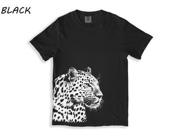 Leopard T shirt, Comfort Colors® Unisex T-shirt, Women's T-shirt, Cat Tshirt, Yoga T-shirt, Retro T-shirt, 100% Cotton, Graphics