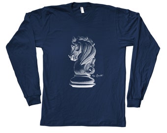 Chess Knight Graphic Tee: Unisex Long Sleeve T-Shirt