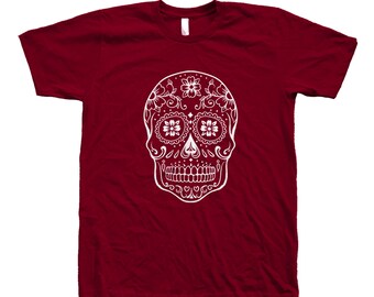 Sugar Skull Tshirt, Halloween Shirt, Men Graphic Tee, Black tshirt, Halloween Costume, Spider Web, Gothic, Tshirt Men, Funny Shirt, Gift