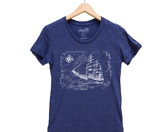 Sailing Ship Junior Tshir, Graphic Tee, Sea Shirt, Beach Shirt, Summer Shirt, Vacay Shirt, Gift for Women, Landmark Shirt , Travel Shirt