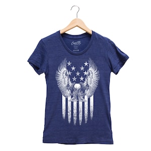 American Eagle Shirt, Womens Junior Shirt, American Flag, Funny Shirt, Hand Screen Print, 4th of July, USA, America, USA Shirt