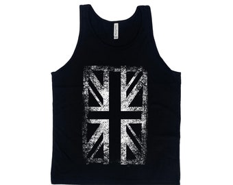 Men Tank Top, Union Jack Tank Top, Unisex Tank Top, UK Flag, Flag Apparel, Flag Clothing, England Shirt, Black Tank Top