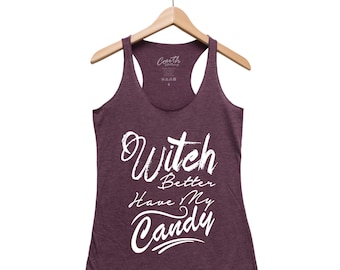 Halloween Shirt - Witch Tank Top - Gothic Women Tank Top - Triblend Racerback Tank Top - Halloween Costume - Funny Halloween