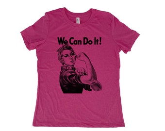 Rosie the Reveter Shirt, Womens Tshirt, Retro Shirt, Summer Shirt, Screenprint Shirt, Birthday Gift, Graphic Tee