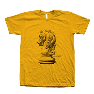 Chess T-shirt, Knight T Shirt, Unisex T-shirt, Men's T-shirt, Screen Print. Crew Neck Tshirt , Gifr for Men, Dad Gift Gold