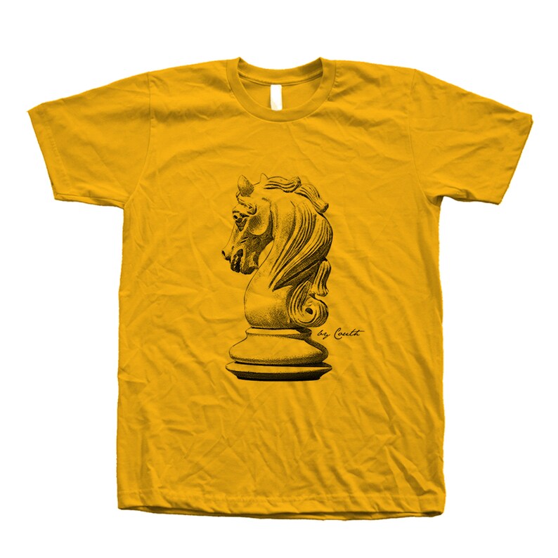 Chess T-shirt, Knight T Shirt, Unisex T-shirt, Men's T-shirt, Screen Print. Crew Neck Tshirt , Gifr for Men, Dad Gift Gold