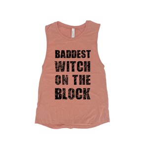 Womens Halloween Muscle Tank Top, Women Cotton Tank Top, Halloween Witch Costume Shirt, Black Tank Top, Baddest Witch, Gothic, Funny Shirt