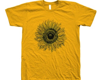 Sunflower Tshirt, Unisex T-shirt, Mens Tshirt, Nature Tshirt, Green T-shirt, Nature T-shirt, Bird T-shirt, 100% Cotton, Summer Shirt