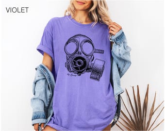 Steampunk T shirt, Comfort Colors® Unisex T-shirt, Women's T-shirt, Military Shirt, Gas Mask T-shirt, Retro T-shirt, 100% Cotton, Graphics