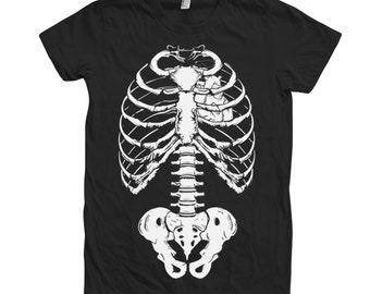 Skeleton Halloween Shirt, Womens Junior Shirt, Skeleton Tshirt, Skeleton Shirt, Spooky Skeleton Tshirt, Halloween Tshirt, Black Tshirt