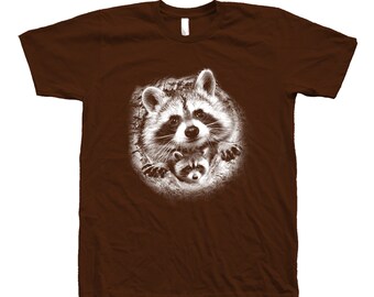 Racoon T shirt, Unisex T-shirt, Men's T-shirt, Nature Shirt, Green T-shirt, Nature T-shirt, 100% Cotton, Graphics, Summer Shirt