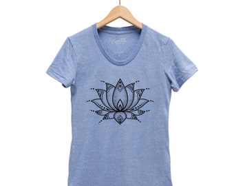 Lotus Flower Shirt - Womens Junior Tshirt - Yoga Shirt - Summer Shirt - Graphic Tee - Flower Tshirt - Yoga Top