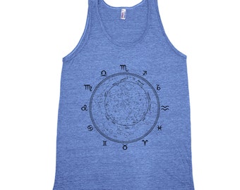 Zodiac Signs - Zodiac Tank Top - Triblend Racerback Tank Top - Hand Screen Print - Zodiac Shirt - Summer Tank - Black Shirt  - Star Shirt