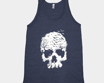 Skull Tank Top, Unisex Tank Top, Halloween Tank Top, Men's Tank Top, Graphic Tee, Triblend Shirt, Halloween Costume, Gothic Tank Top