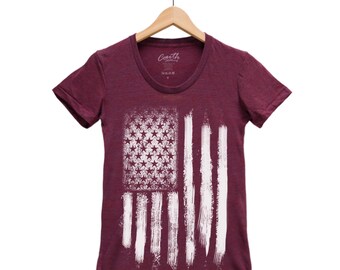 Distressed Flag Shirt, Womens Junior Shirt, USA Shirt, American Flag, Merica, 4th of July Shirt, Summer Shirt, Graphic Tee, Stars