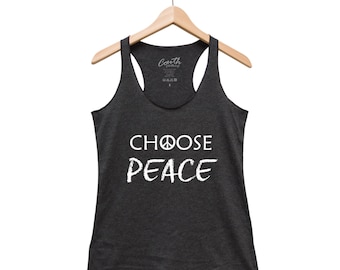 Womens Tank Top, Choose Peace, Womens Clothing, Racerback Tank Top, Funny Shirt, Graphic Tee, Beach Tanks, Birthday Shirt, Cute Tank Tops