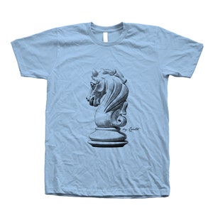 Chess T-shirt, Knight T Shirt, Unisex T-shirt, Men's T-shirt, Screen Print. Crew Neck Tshirt , Gifr for Men, Dad Gift Baby Blue