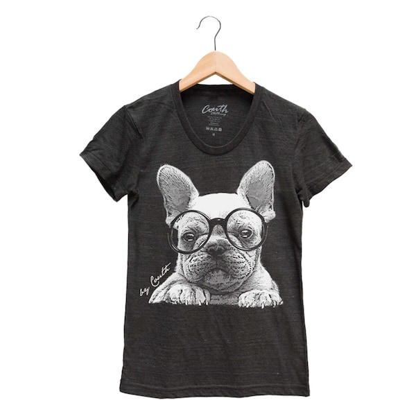 French Bulldog Tri-Blend T-Shirt, Cute Puppy Graphic Tee, Dog Lover Gift