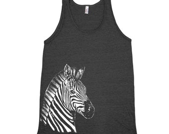 Zebra Tank Top, Nature Shirt, Mens Tank Top, Summer Shirt, Camping Shirt, Black Tank Top, Graphic Tee, Womens Tank