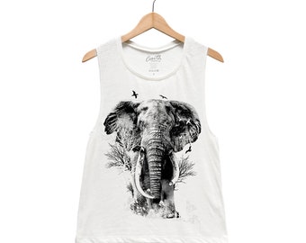 Elephant Tank - Muscle Tee - Muscle Tank - Shirt for Women - Summer Shirt - Vacay Shirt - Gift for Women - Tank Top for Women - Animal Shirt