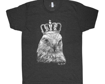Hawk Shirt, Unisex Tshirt, Mens Tshirt, Crew Neck, Bird Tshirt, Cute T-shirt, Short Sleeve Tshirt, Triblend T-shirt, Dad, Animal Shirt