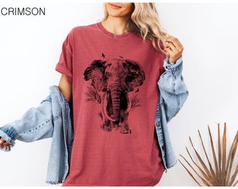 Elephant Tshirt, Comfort Colors® T shirt, Unisex T-shirt, Women's T-shirt, Animal Shirt, Nature T-shirt, Retro T-shirt, 100% Cotton