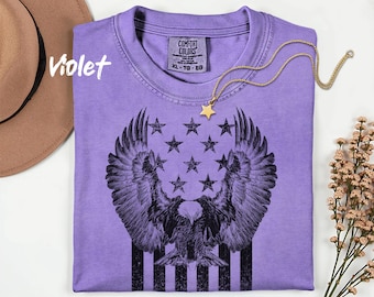 Eagle American Flag Comfort Colors T-Shirt: Retro USA Unisex Tee