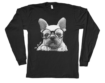 French Bulldog T-shirt, Long Sleeve Tshirt, Unisex T-shirt, Men's T-shirt, Screen Print,  Crew Neck, Dog Lover, Dog Mom