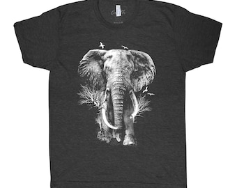 Elephant T-shirt, Men T shirt, Graphic Tee, Animal Print, Gift for Men, Dad Gift, Screen Print, Short Sleeve Tshirt, T-shirt for Women