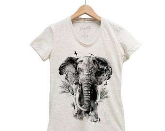 Elephant Junior Shirt, Shirt for Women, T-shirt with Elephant, Gifr for Women, Animal T shirt, Graphic Tee, Yoga Top