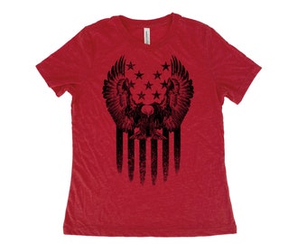4th of July Shirt, Womens Tshirt, American Flag Shirt, Summer Shirt, Screenprint Shirt, USA Shirt, Birthday Gift, Graphic Tee