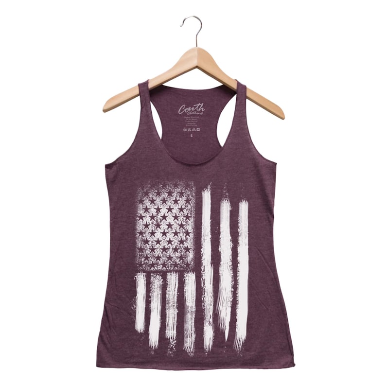 American Flag Tank Top, Womens Raceback Tank Top, USA Shirt, Distressed Flag Shirt, 4th of July Gift, Independence Day, Patrotic Shirt Maroon