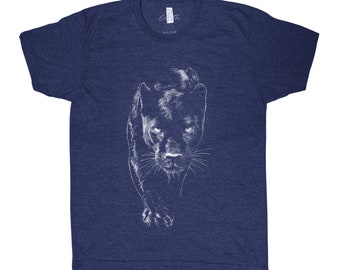 Panther Tshirt, Men Graphic Tee, Tri-Blend Short Sleeve, Men Shirt, Black Shirt, Animal Print Tee, Graphic Tee
