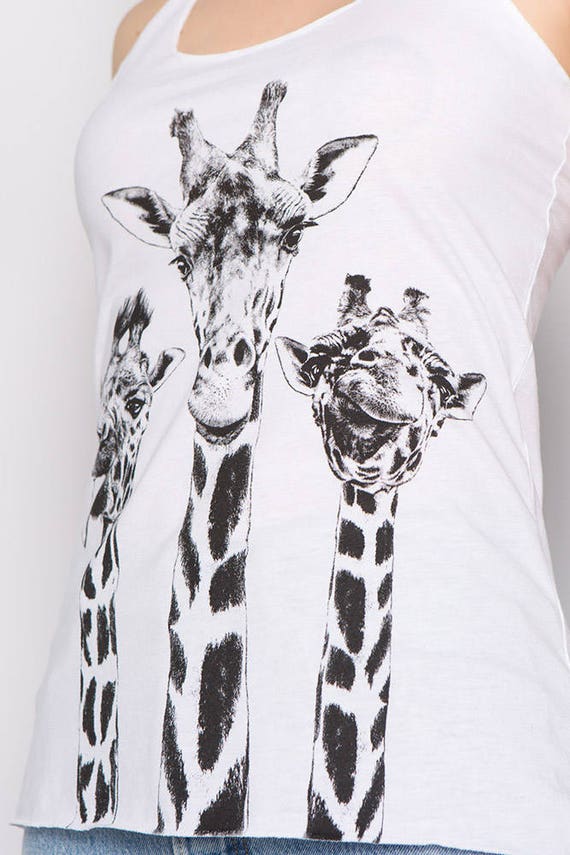 Three Giraffe Graphic Tank Tops Three Giraffe Graphic Tank Tops