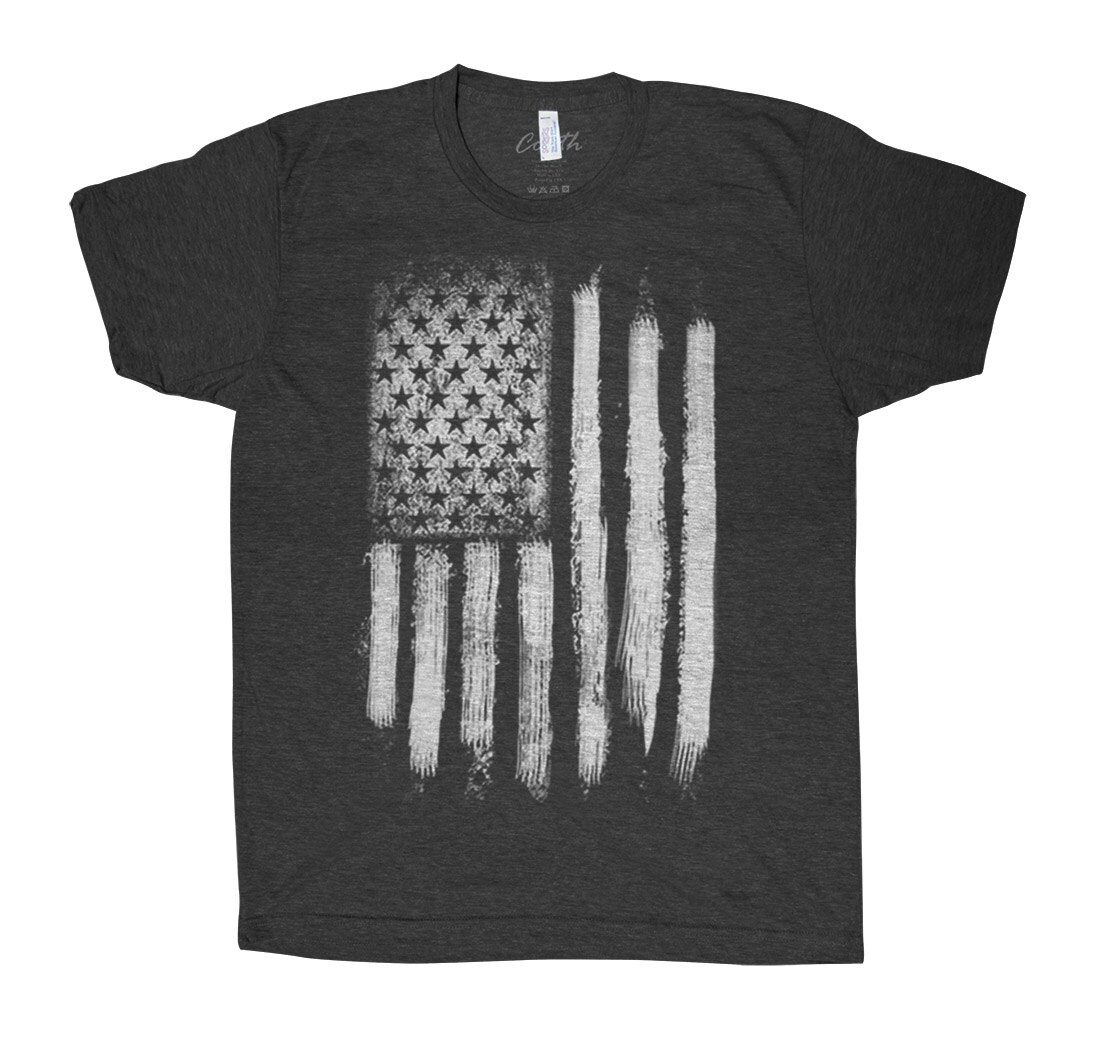 American Flag T-shirt Men Graphic Tee Custom Hand Screen Print | Etsy