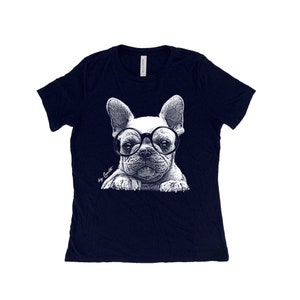 Chemise bouledogue français, Tshirt femme, chemise pour amoureux des chiens, chemise d&#39;été, chemise sérigraphiée, chemise animal, cadeau d&#39;anniversaire, t-shirt graphique