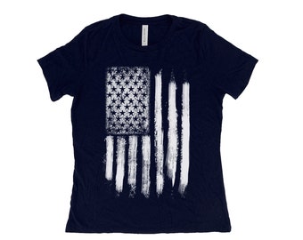 4th of July Shirt, Womens Tshirt, American Flag Shirt, Summer Shirt, Screenprint Shirt, USA Shirt, Birthday Gift, Graphic Tee