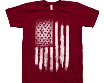 American Flag Unisex Creneck Tshirt - Merica Shirt - Men's Tee - Graphic Tee - 4th of July - Short Sleeve - Gift Idea - Distressed Flag