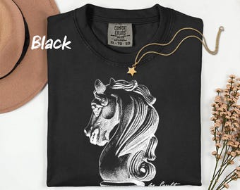 Hand Screen Printed Chess Knight Comfort Colors T-Shirt - Chess Gift