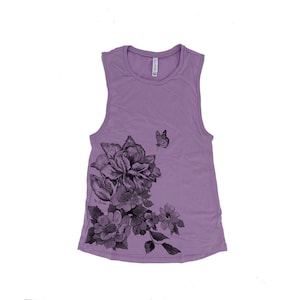 Floral Screen Print Muscle Tank: Relaxed Fit Summer Top