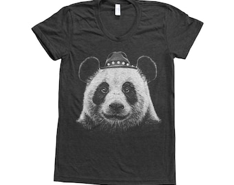 Panda T-shirt, Women Junior Shirt, Cute Animal Tshirt, Bear Shirt, Gift for Women, Graphic Tee, Mother's Day, Summer T-shirt, Funny Tee