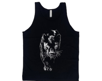 Panther Tank Top, Men's Tank Top, Unisex Tank Top, Yoga Tank Top, Black Tank Top, Animal Tank Top, Gift for Men, Animal Shirt, Bohemian