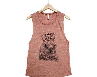 Hawk Tank - Muscle Tee - Muscle Tank - Bird Shirt - Summer Shirt - Vacay Shirt - Gift for Women - Tank Top for Women - Animal Print Shirt