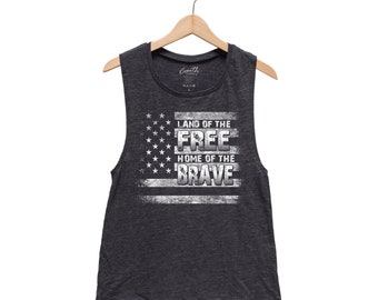 USA Tank Top, Flag Shirt, Womens Muscle Tee, Patriotic Apparel, US America Merica, Summer, Independence Day, Distressed Flag Tanktop, Girl