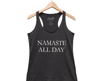 Womens Tank Top, Namaste Shirt, Womens Clothing, Racerback Tank Top, Funny Shirt, Graphic Tee, Beach Tanks, Birthday Shirt, Cute Tank Tops