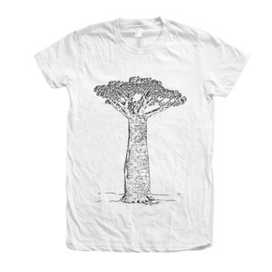Womens Junior Tshirt Baobab Tree Tshirt Custom Hand Screen Print Crew Neck Available: S, M, L, Xl, 2Xl