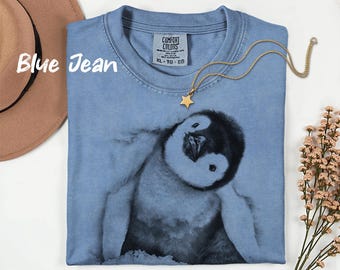 Hand Screen Printed Penguin Comfort Colors T-Shirt - Animal Lover Gift