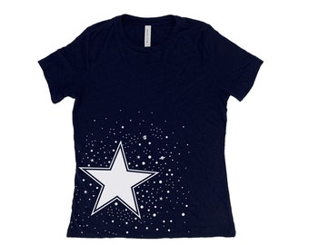 Star Shirt, Womens Tshirt, Summer Shirt, Screenprint Shirt, Birthday Gift, Graphic Tee